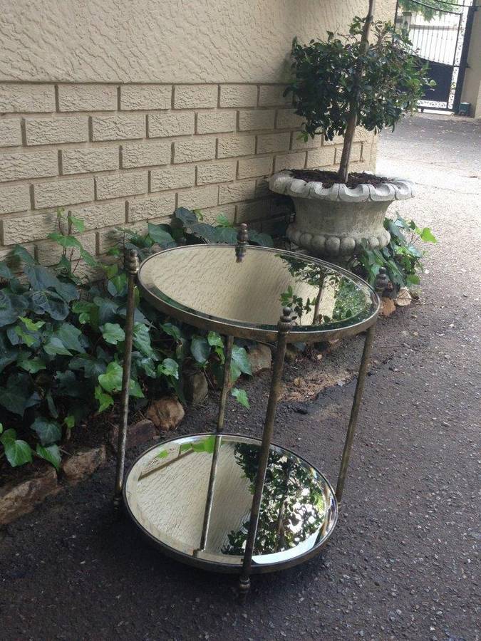 Round Wrought Iron and Bevelled Mirrored Table (Custom made)