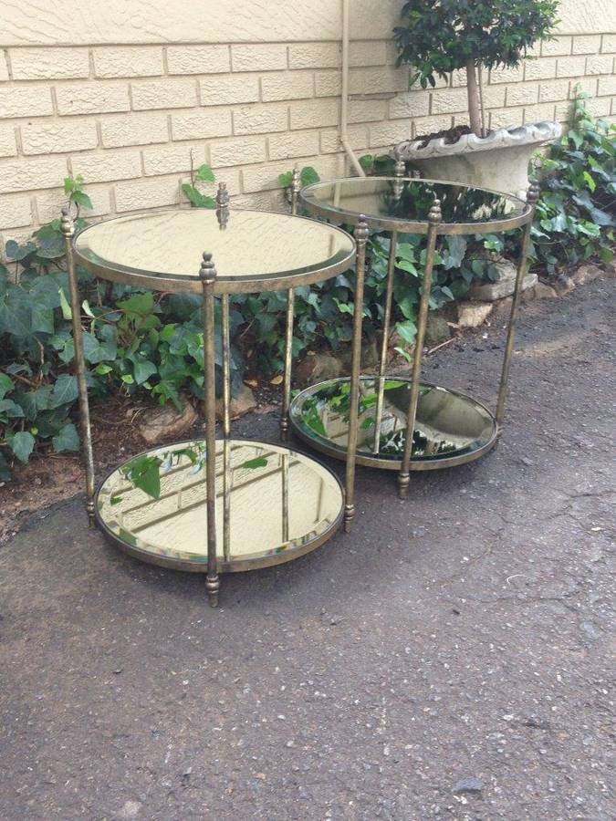 Round Wrought Iron and Bevelled Mirrored Table (Custom made)