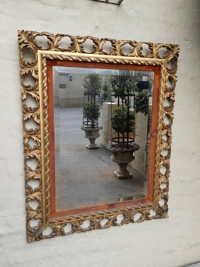 A19th/20th Century  Italian Giltwood Mirror Bevelled Plate