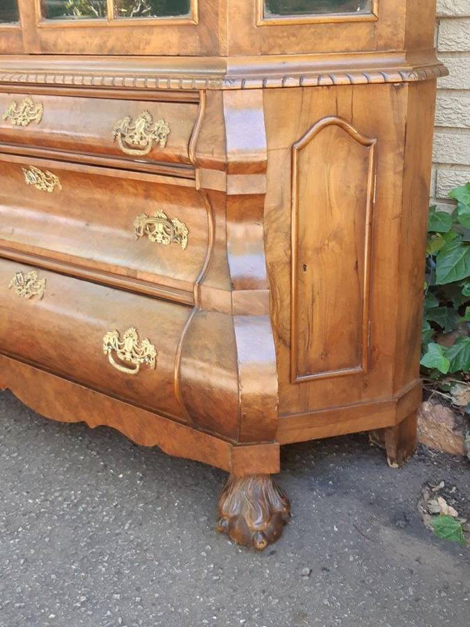 Dutch Walnut Bombe / Display Cabinet