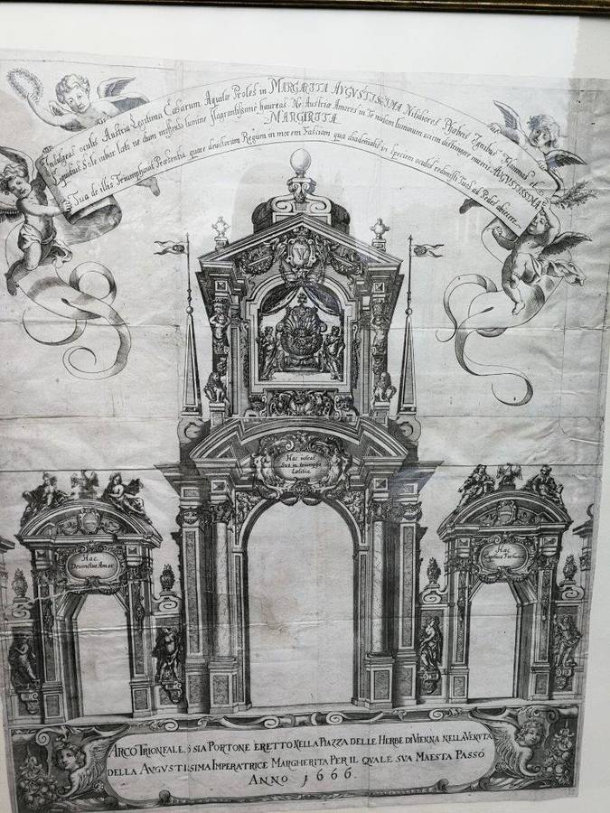 A Continental Engraving In A Handmade Wooden Frame