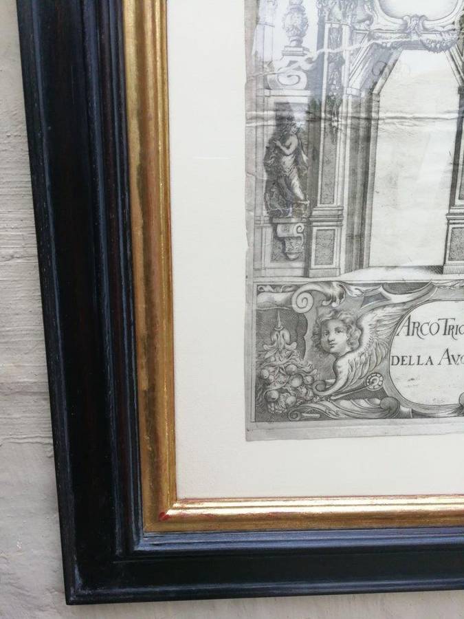 A Continental Engraving In A Handmade Wooden Frame