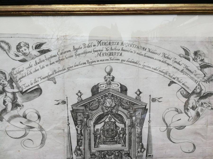 A Continental Engraving In A Handmade Wooden Frame