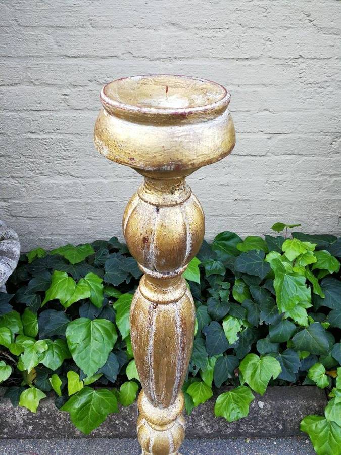 A Pair Of Carved Wooden Candle Holders Hand Gilded With Gold Leaf