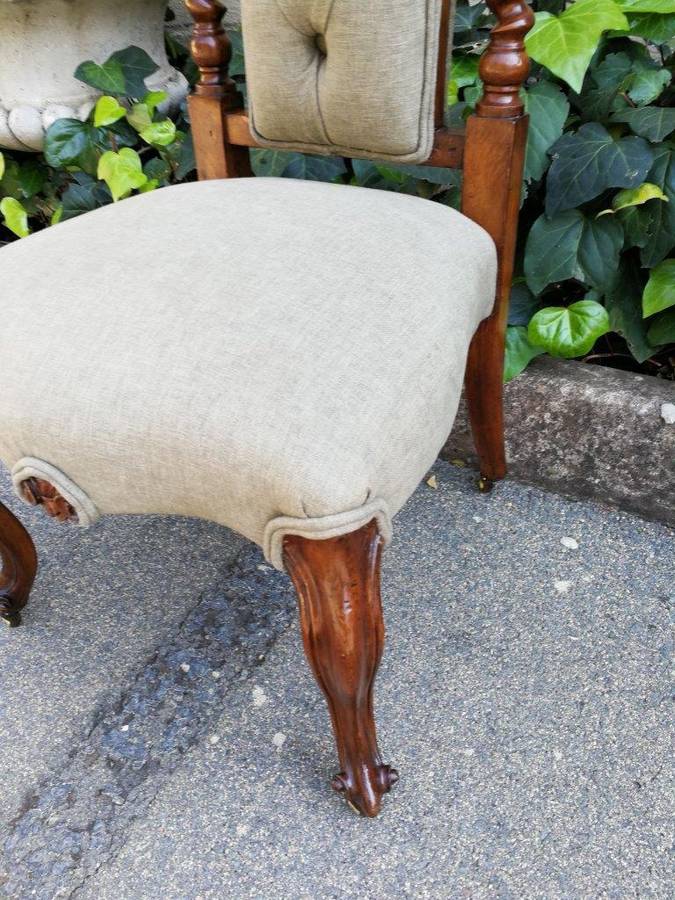 19th Century Continental Walnut Chair  On Castors