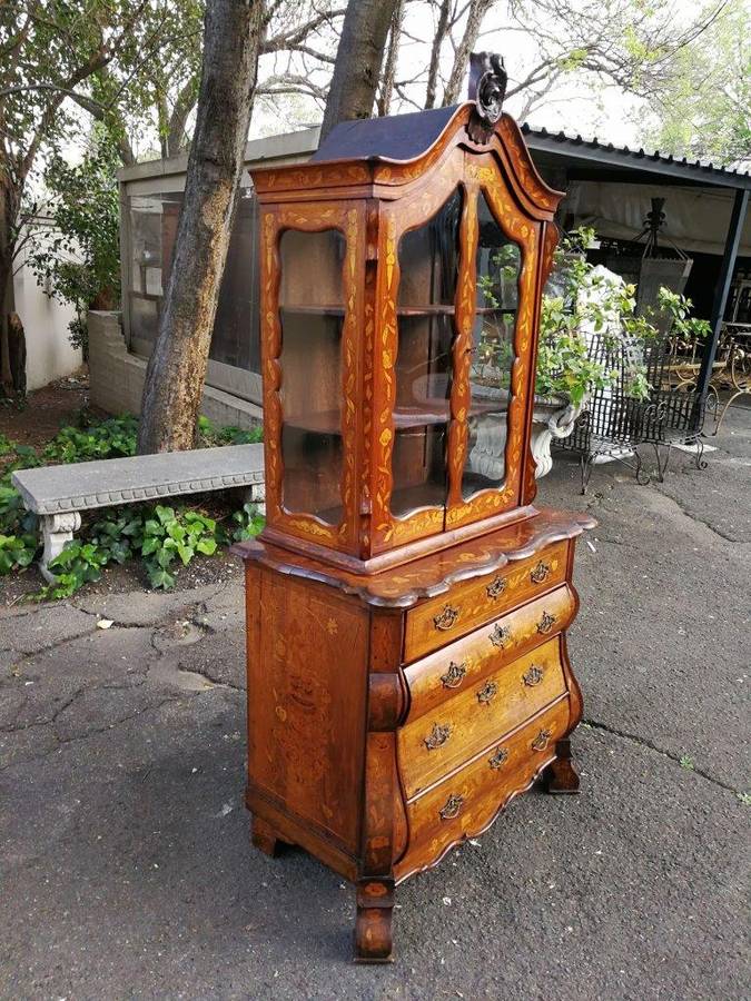 An 18th Century Dutch Marquetry Mahogany Display Cabinet