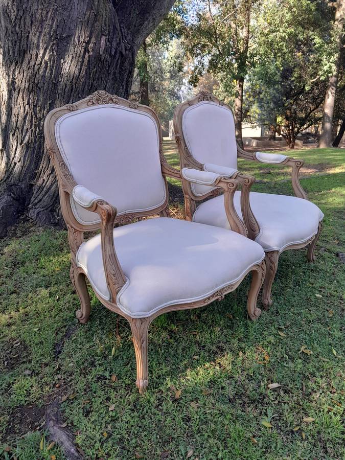 A Pair of 19th Century Circa 1900 French Beechwood Armchairs in a Contemporary Bleached Finish an...