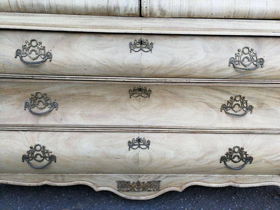 A Large And Rare 18th Century Dutch Walnut Bombe/Cabinet