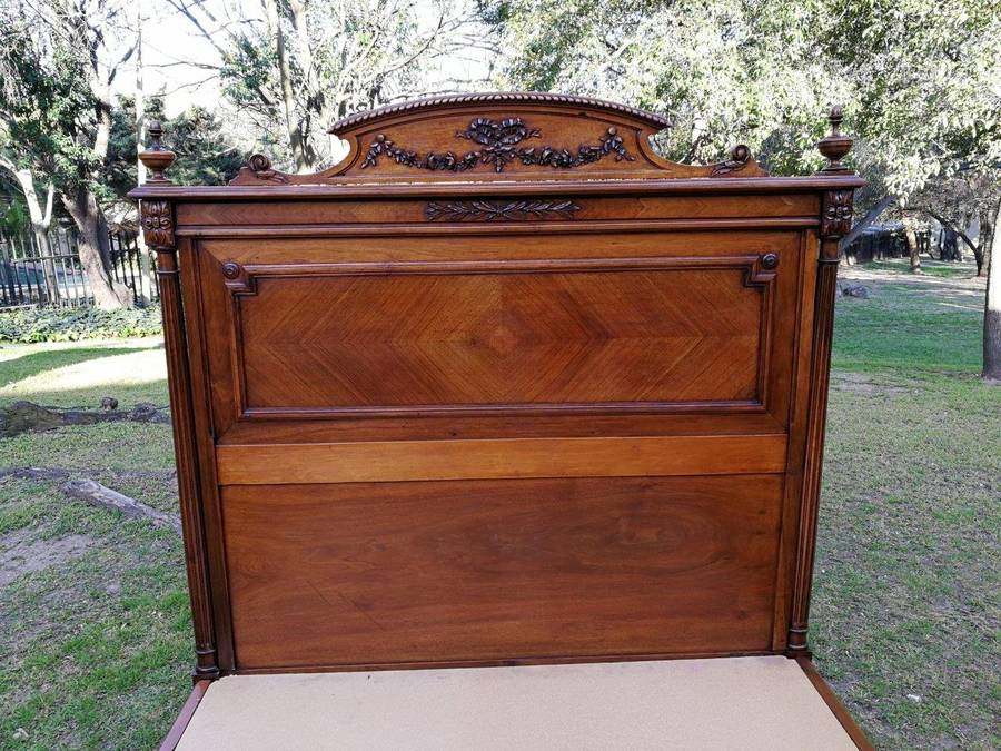 A Vintage French Carved Three-quarter Walnut Bed