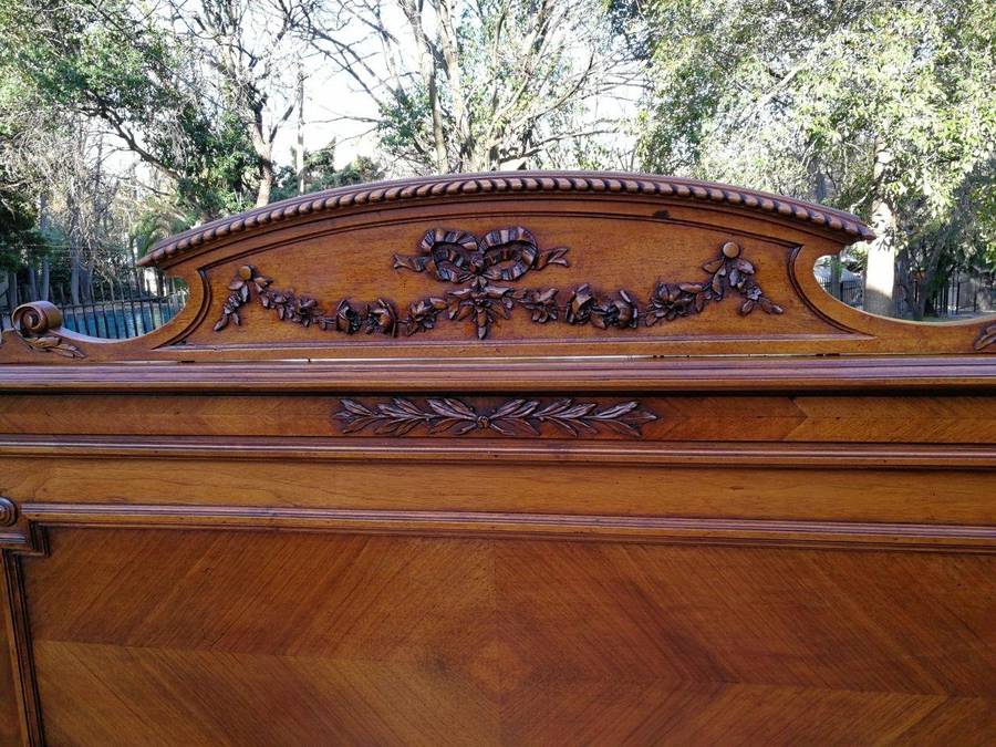 A Vintage French Carved Three-quarter Walnut Bed