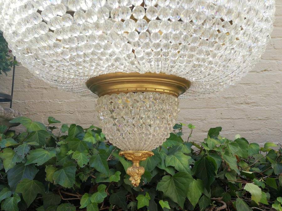 An Antique Gold Beaded Empire Style Chandelier
