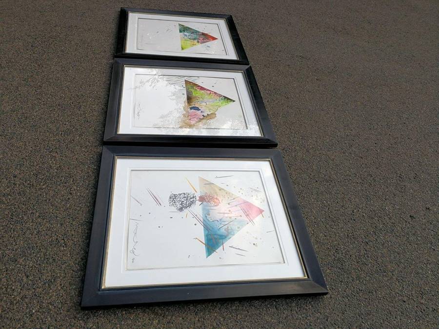 A Set Of Three Water Colour On Paper Framed In An Ornate Gilded Frame.  Each Signed And Dated 20...