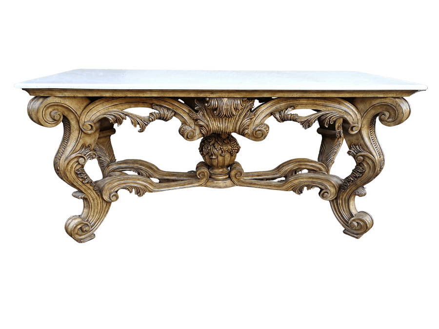 A 20th Century Ornately Carved Console Table with Marble Top of Large Proportions ND