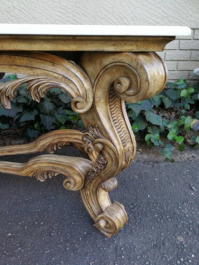 A 20th Century Ornately Carved Console Table with Marble Top of Large Proportions ND