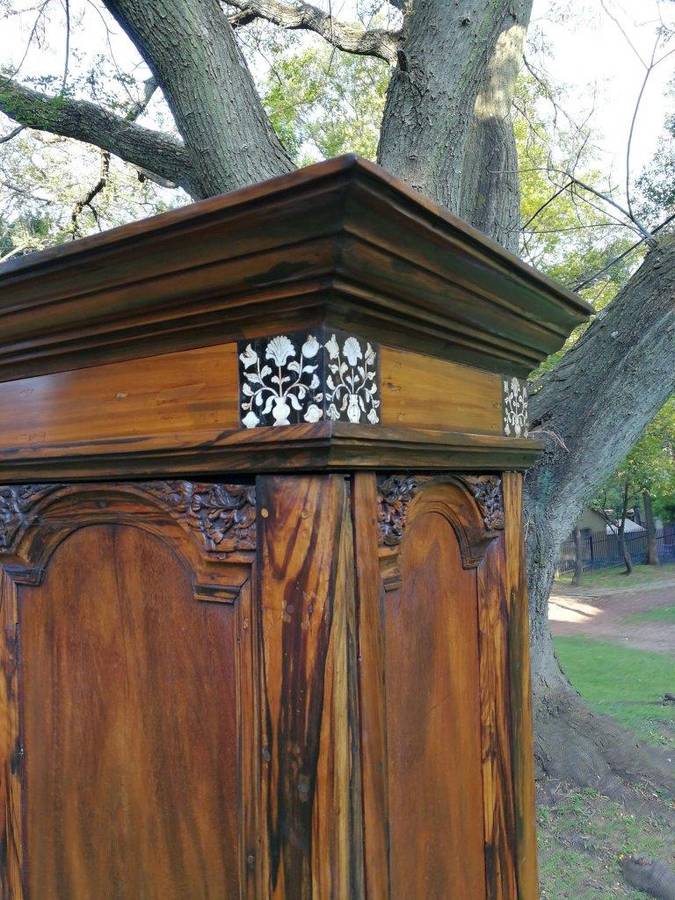 A Rare 18th Century Colonial Coromandel Cabinet On Stand