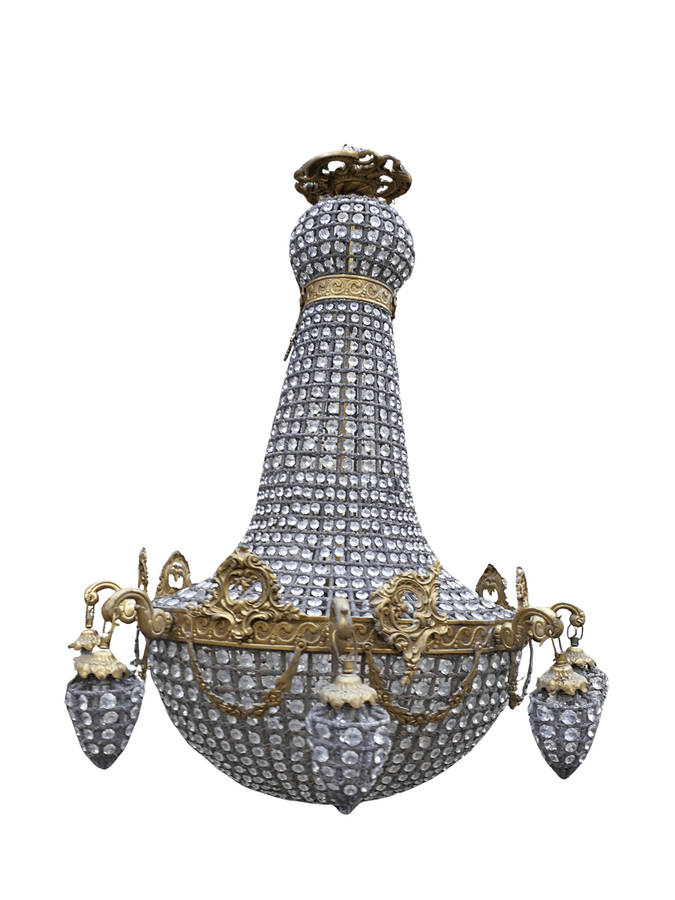 A French Empire Style Brass Gilt Chandelier