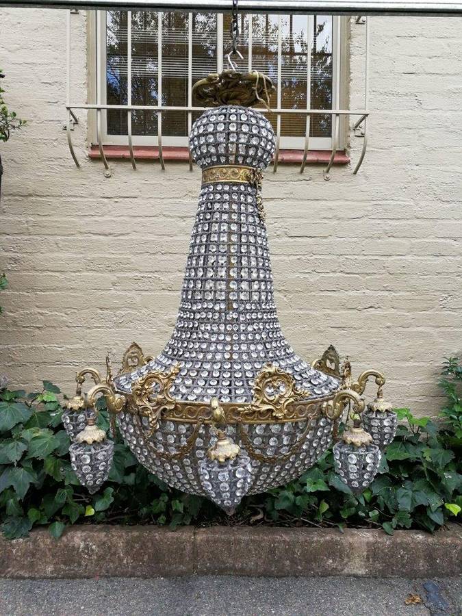 A French Empire Style Brass Gilt Chandelier