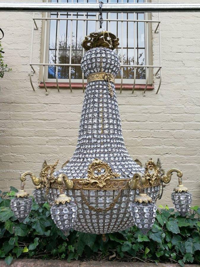 A French Empire Style Brass Gilt Chandelier