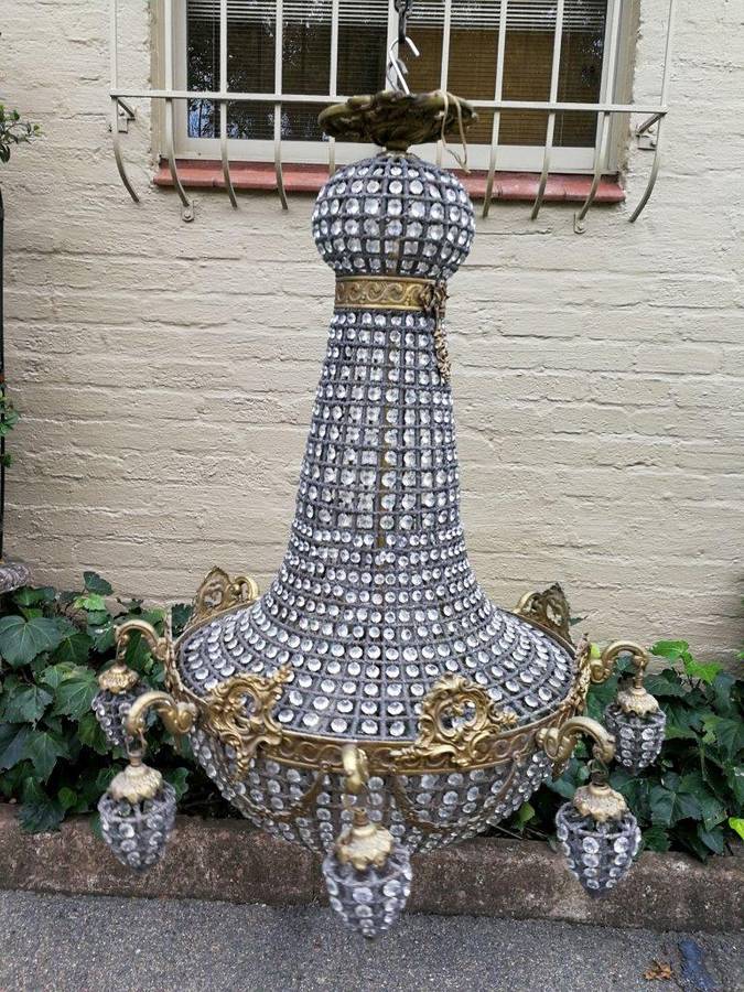 A French Empire Style Brass Gilt Chandelier