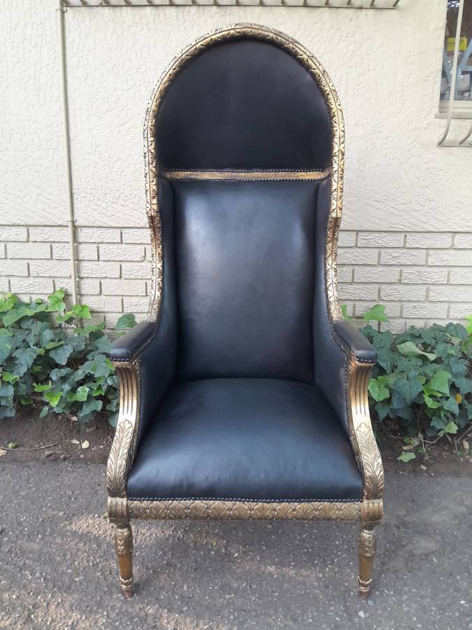 A Pair Of French Style Carved and Hand-Gilded with Gold Leaf Wooden Dome / Canopy Chairs Modelled...