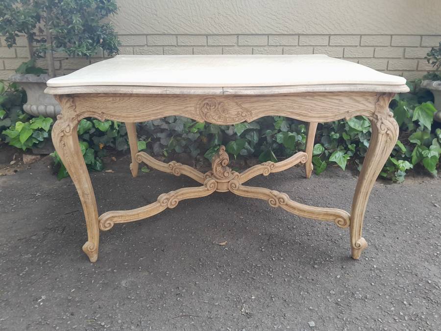 A 20th Century Carved Oak Dining / Entrance Table in a Contemporary Bleached / Natural Contempora...