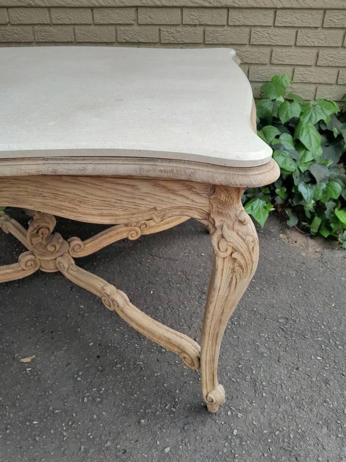 A 20th Century Carved Oak Dining / Entrance Table in a Contemporary Bleached / Natural Contempora...