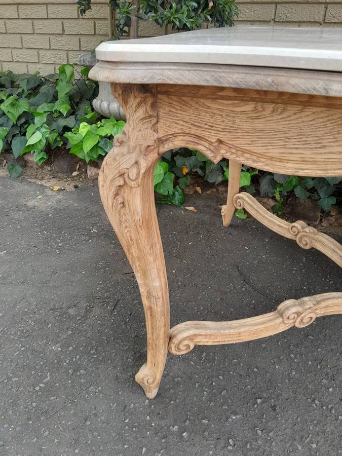 A 20th Century Carved Oak Dining / Entrance Table in a Contemporary Bleached / Natural Contempora...