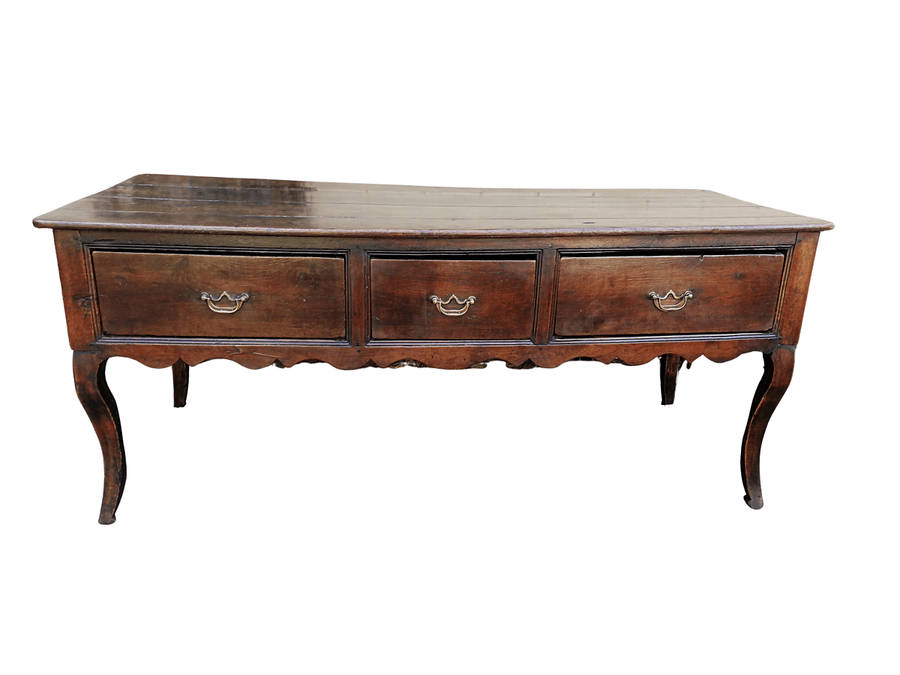 A Late 19th Century Circa 1880s Oak Server With Brass Handles And Three Drawers
