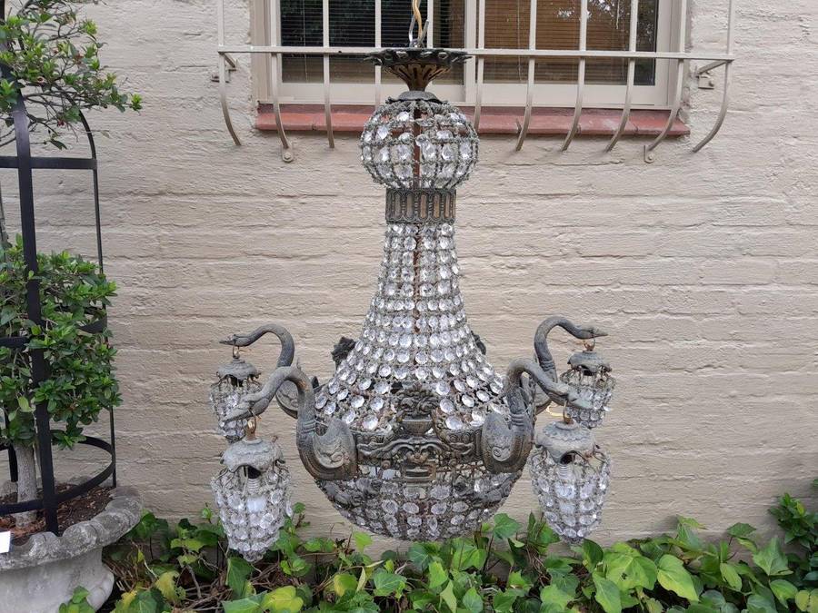 A Brass Gilt & Aged Monumental Empire French  Style Chandelier