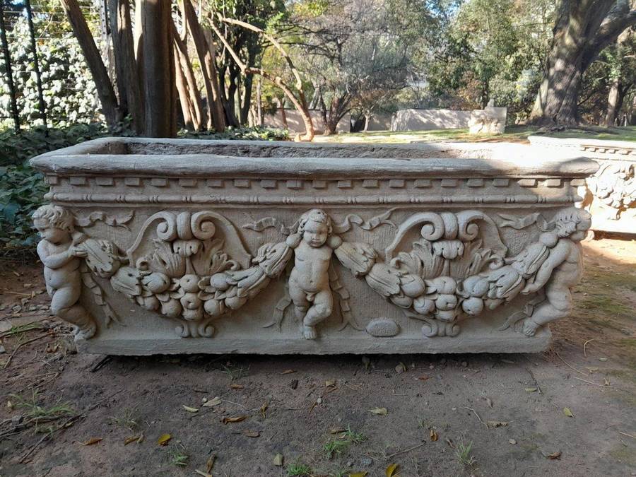 A Pair Of French Style Planters  /  Troughs With Aged Patina