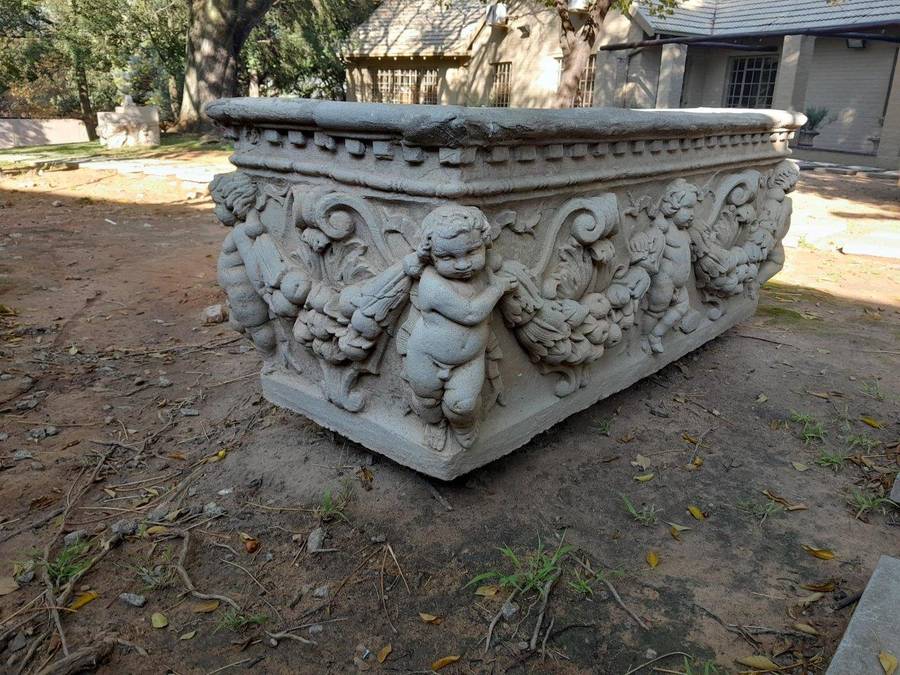 A Pair Of French Style Planters  /  Troughs With Aged Patina