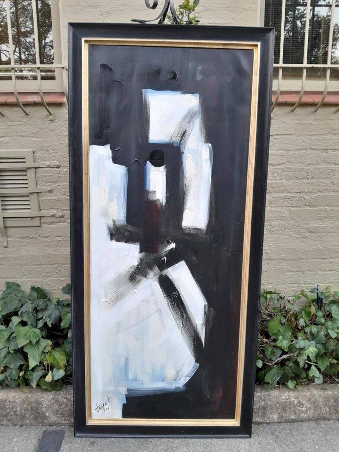 A Pair of Ornately Framed Abstracts Paintings Homage à Picasso Framed in a Handmade Frame