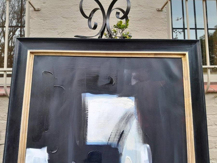 A Pair of Ornately Framed Abstracts Paintings Homage à Picasso Framed in a Handmade Frame