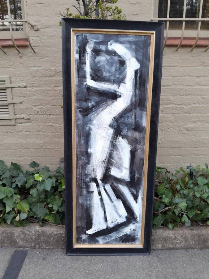 An Ornately Framed Abstract Hommage Picasso II and Signed  Framed in a Handmade Frame