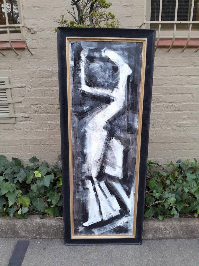 An Ornately Framed Abstract Hommage Picasso II and Signed  Framed in a Handmade Frame
