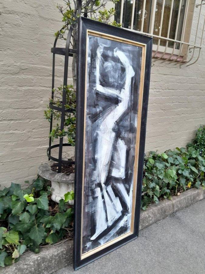 An Ornately Framed Abstract Hommage Picasso II and Signed  Framed in a Handmade Frame