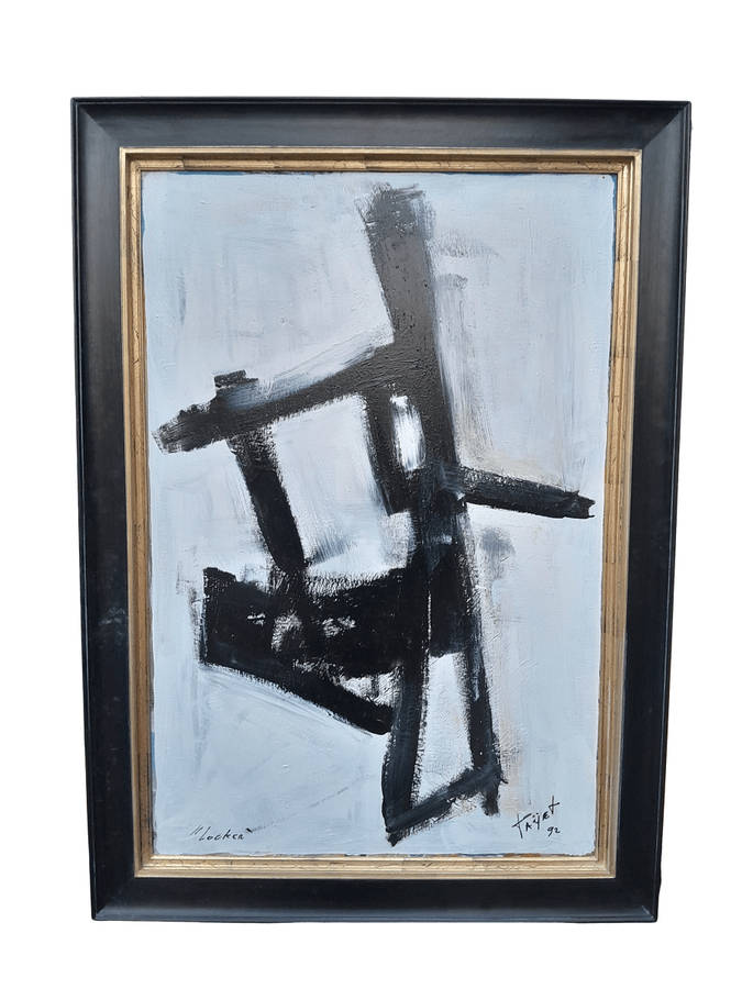 An Ornately Framed: Abstract Composition Signed and Framed in a Handmade Frame