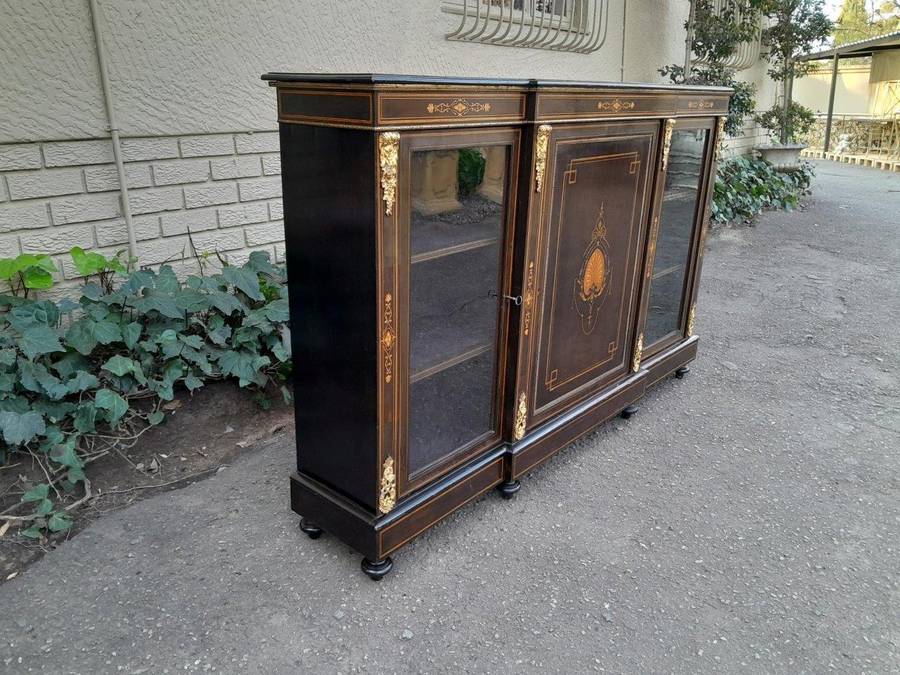 A 19th Century Napoleon III French Walnut Inlaid, Ebonised and Ormolu Credenza / Sideboard / Cabi...