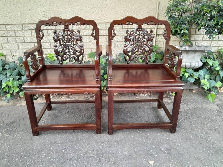 An Antique 19TH Century Pair of Chinese Qing Dynasty Chairs  ND