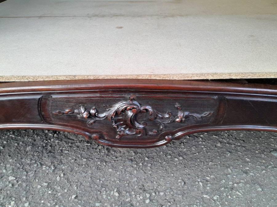 A 20th Century French Ornately Carved Rosewood Double Bed with Headboard, Footboard and Side Rails