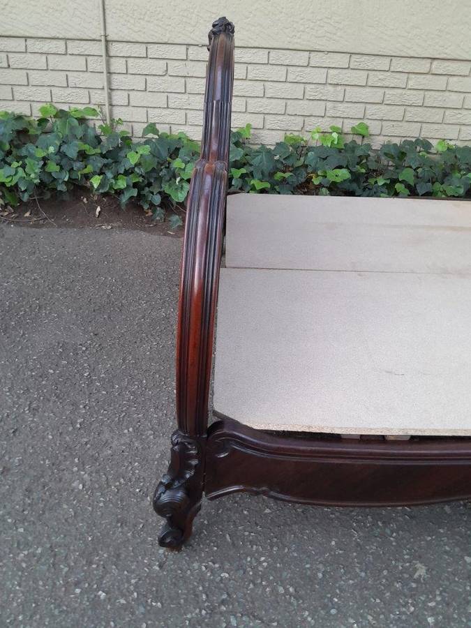 A 20th Century French Ornately Carved Rosewood Double Bed with Headboard, Footboard and Side Rails