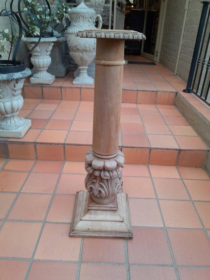 A 20th Century Ornately Carved Wooden Pedestal / Plinth