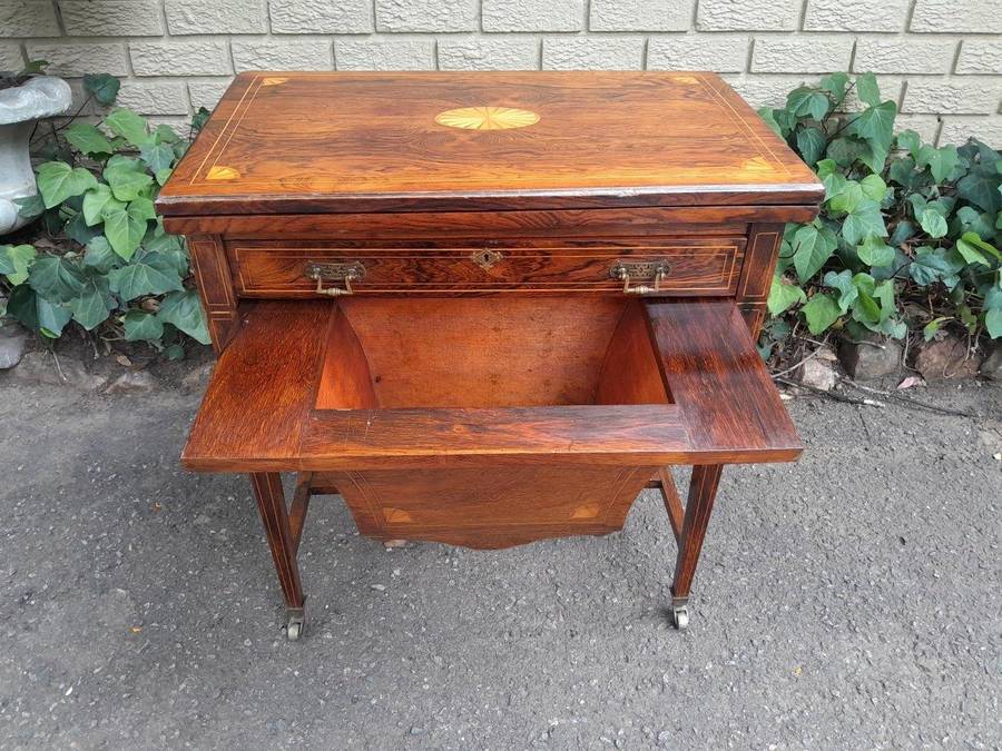 An Antique Edwardian Rosewood And Inlaid Chess / Games Table on Castors