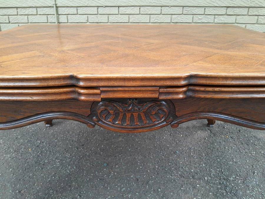 A 20th Century French  Carved Oak Extension Dining Table / Entrance Table / Table  with Two Lea...