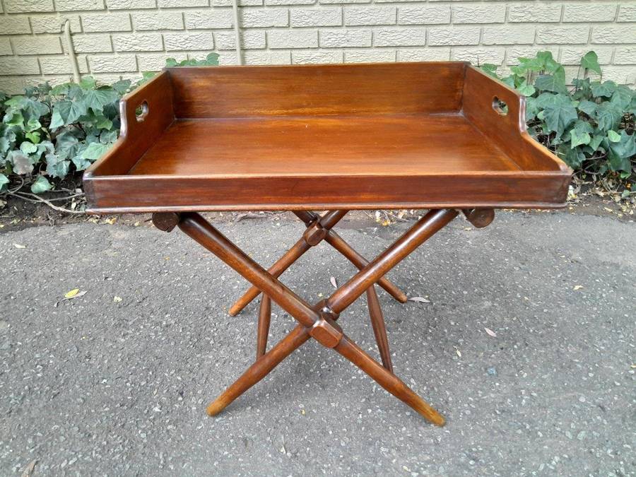 An Antique Circa 1890s Victorian Military Campaign Butlers Tray in Two Parts with BADA Stamp (B...