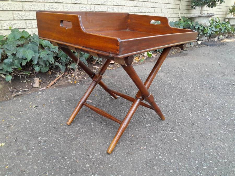 An Antique Circa 1890s Victorian Military Campaign Butlers Tray in Two Parts with BADA Stamp (B...