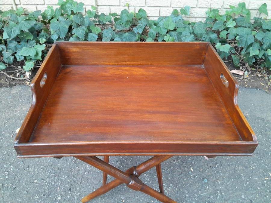 An Antique Circa 1890s Victorian Military Campaign Butlers Tray in Two Parts with BADA Stamp (B...