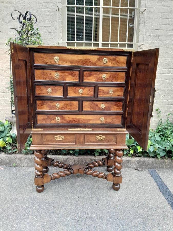 An Antique 19th Century / Circa 1880s Rare Colonial Batavian Cabinet on Stand with Magnificent ...