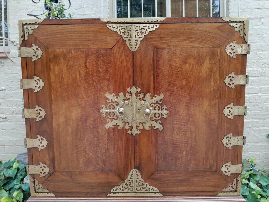 An Antique 19th Century / Circa 1880s Rare Colonial Batavian Cabinet on Stand with Magnificent ...