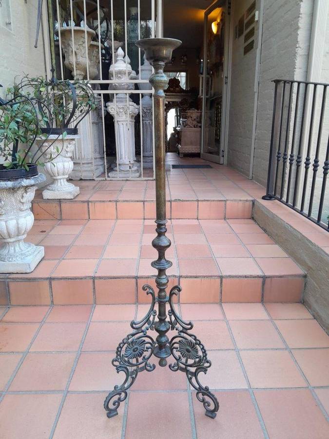An Antique Victorian Ornate Wrought Iron Candle Holder ND